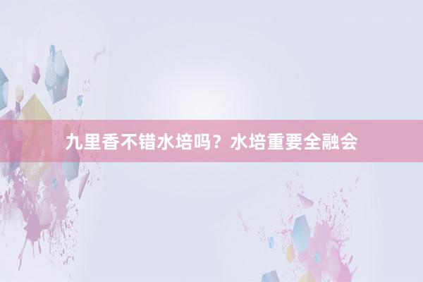 九里香不错水培吗？水培重要全融会